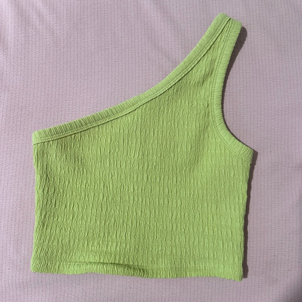 Glassons Lime One-Shoulder Crop Top